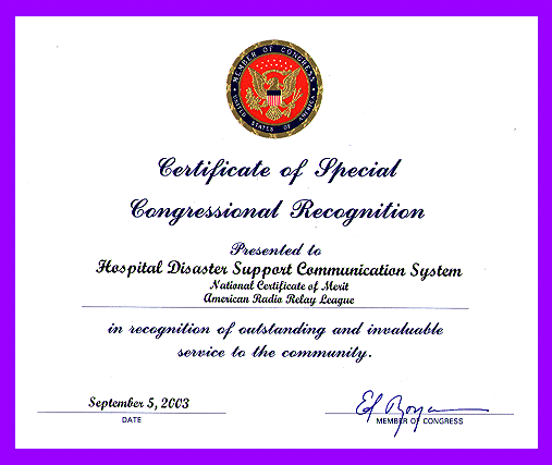U. S. Congressman recognition