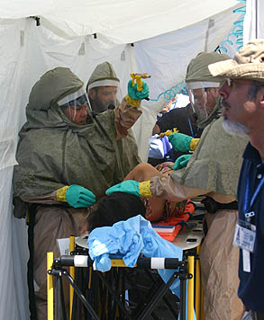 Practicing decontamination procedures