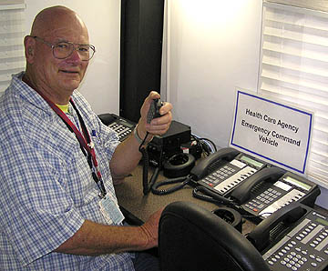 Fred Lochner WA6FRA in the Healthcare Agency emergency command trailer